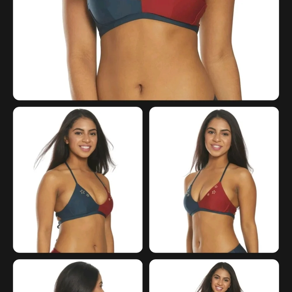 🆕WT😎HURLEY🌟GOLD🌟STARS🫶SURF🌊SWIM🫶👙TOP🤙XS❤️💙HYBRID🌞🥵 - Picture 2 of 2